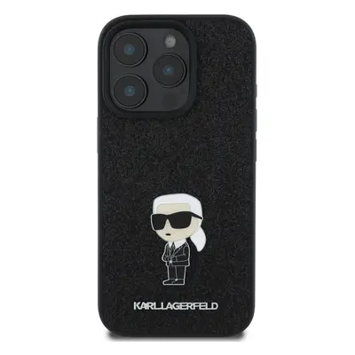 Zadní kryt Karl Lagerfeld Fixed Glitter Metal Ikonik pro Apple iPhone 16 Pro Max, černá