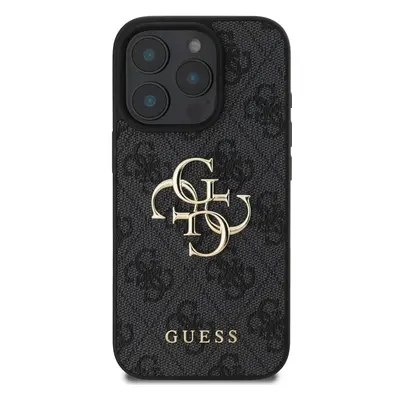 Zadní kryt Guess PU 4G Metal Logo pro Apple iPhone 16 Pro Max, šedá