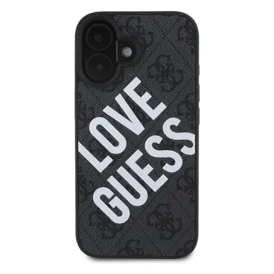 Zadní kryt Guess PU Leather 4G Big Love Logo MagSafe pro Apple iPhone 16, černá