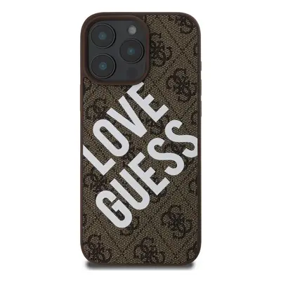 Zadní kryt Guess PU Leather 4G Big Love Logo MagSafe pro Apple iPhone 16 Pro Max, hnědá