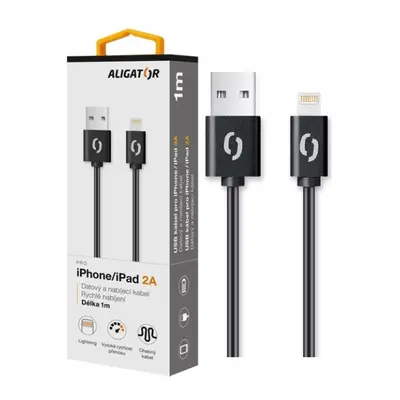 Datový kabel ALIGATOR 2A iPhone lightning 1m, Black