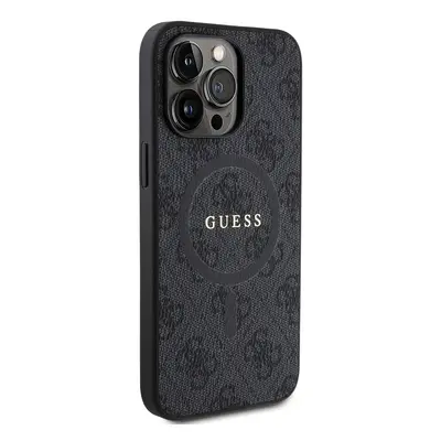 Zadní kryt Guess PU Leather 4G Colored Ring MagSafe pro Apple iPhone 15 Pro Max, černá