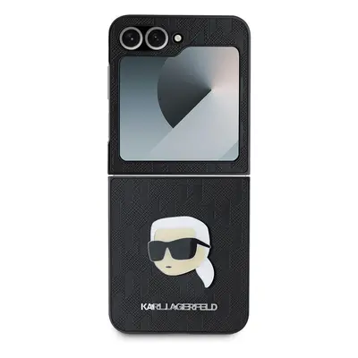 Zadní kryt Karl Lagerfeld PU Saffiano Monogram Karl Head pro Samsung Galaxy Z Flip6, černá