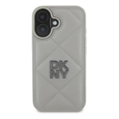 Zadní kryt DKNY PU Leather Quilted Stack Logo pro Apple iPhone 16, šedá