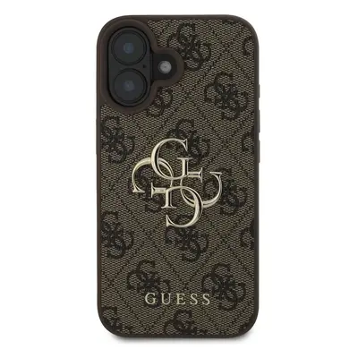 Zadní kryt Guess PU 4G Metal Logo pro Apple iPhone 16 Plus, hnědá