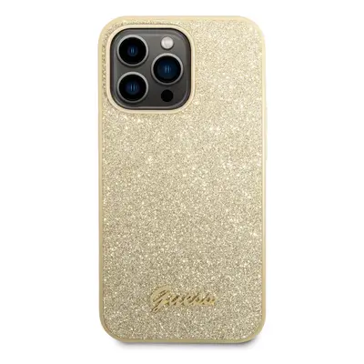 Zadní kryt Guess PC/TPU Glitter Flakes Metal Logo pro Apple iPhone 14 Pro Max, zlatá