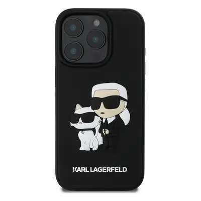 Zadní kryt Karl Lagerfeld 3D Rubber Karl and Choupette pro Apple iPhone 16 Pro, black