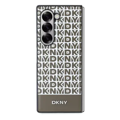 Zadní kryt DKNY PU Leather Repeat Pattern Bottom Stripe MagSafe pro Samsung Galaxy Z Fold6, hněd