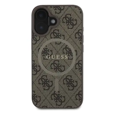 Zadní kryt Guess PU Leather 4G Colored Ring MagSafe pro Apple iPhone 16 Plus, hnědá