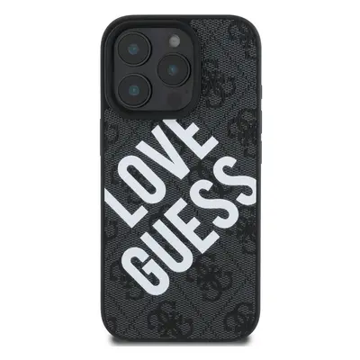 Zadní kryt Guess PU Leather 4G Big Love Logo MagSafe pro Apple iPhone 16 Pro Max, černá