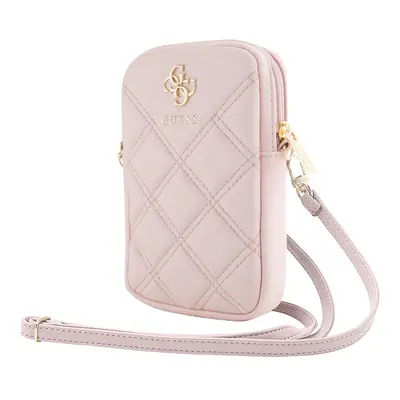 Taška Guess PU Quilted 4G Metal Logo Wallet Phone Bag Zipper, růžová