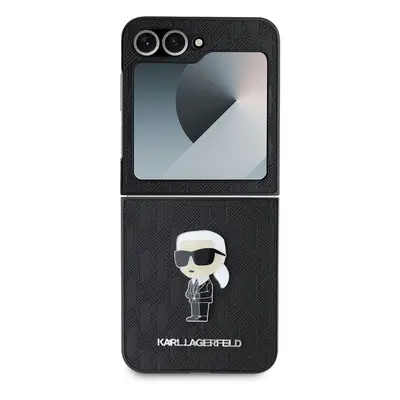 Zadní kryt Karl Lagerfeld PU Saffiano Monogram Ikonik pro Samsung Galaxy Z Flip6, černá