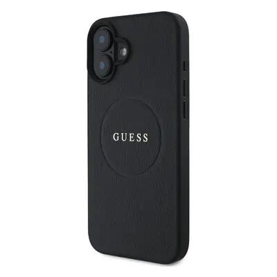 Zadní kryt Guess PU Grained Classic Logo MagSafe pro Apple iPhone 16 Plus, černá