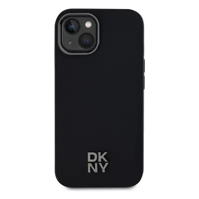 Zadní kryt DKNY PU Leather Stack Logo MagSafe pro Apple iPhone 15, černá