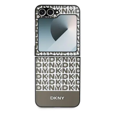 Zadní kryt DKNY PU Leather Repeat Pattern Bottom Stripe MagSafe pro Samsung Galaxy Z Flip6, hněd