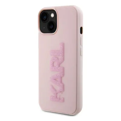 Zadní kryt Karl Lagerfeld 3D Rubber Glitter Logo Karl pro Apple iPhone 15, růžová