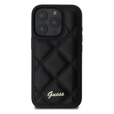 Zadní kryt Guess PU Leather Quilted pro Apple iPhone 16 Pro, černá