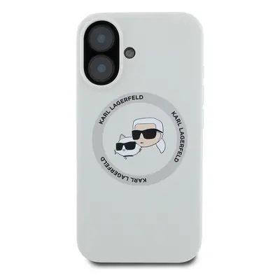 Zadní kryt Karl Lagerfeld Liquid Silicone K&CH Heads MagSafe pro Apple iPhone 16, beige