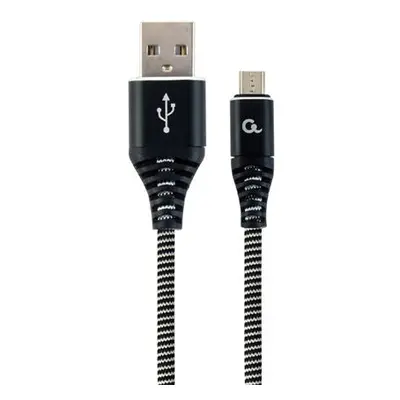 Datový kabel CABLEXPERT USB 2.0 AM na MicroUSB, 1m, opletený, černo-bílá