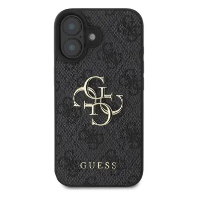 Zadní kryt Guess PU 4G Metal Logo pro Apple iPhone 16 Plus, šedá