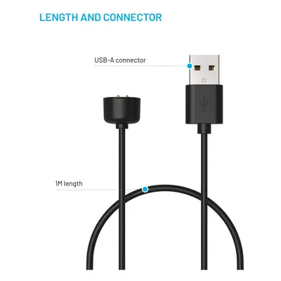 Nabíjecí USB-A kabel FIXED pro Xiaomi Mi Band/Smart Band 5/6/7, černá