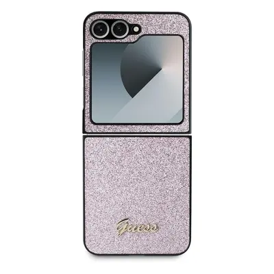 Zadní kryt Guess PC/TPU Glitter Flakes Metal Logo pro Samsung Galaxy Z Flip6, růžová