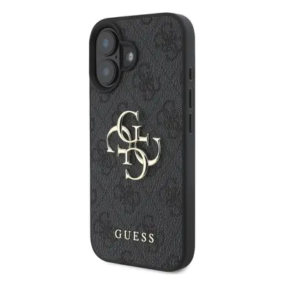 Zadní kryt Guess PU 4G Metal Logo pro Apple iPhone 16, šedá