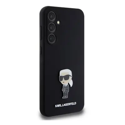 Zadní kryt Karl Lagerfeld Liquid Silicone Metal Ikonik pro Samsung Galaxy S23 FE, černá