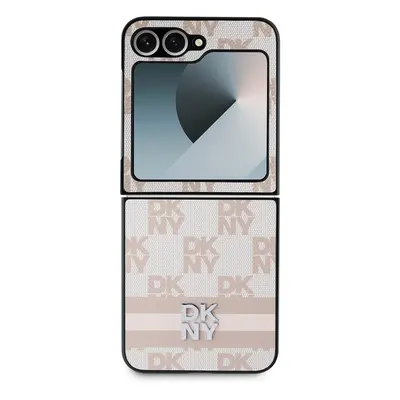 Zadní kryt DKNY PU Leather Checkered Pattern and Stripe pro Samsung Galaxy Z Flip6, růžová