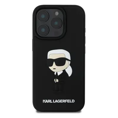 Zadní kryt Karl Lagerfeld 3D Rubber Ikonik pro Apple iPhone 16 Pro, black