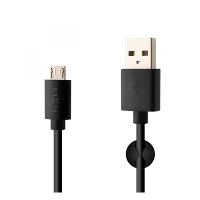 Dlouhý datový a nabíjecí kabel FIXED s konektorem micro USB, 2 metry, 2,4A, Black