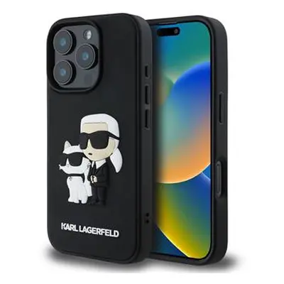 Zadní kryt Karl Lagerfeld PU Saffiano Karl and Choupette pro Apple iPhone 16 Pro Max, černá