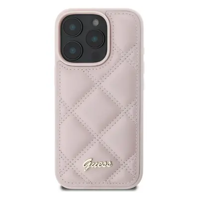 Zadní kryt Guess PU Leather Quilted pro Apple iPhone 16 Pro, růžová