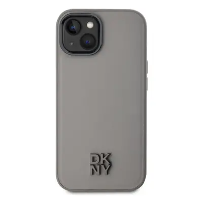 Zadní kryt DKNY PU Leather Stack Logo MagSafe pro Apple iPhone 15, šedá