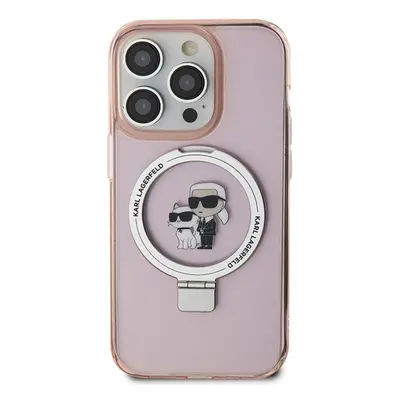 Zdní kryt Karl Lagerfel KLHMP15XHMRSKCP Ringstand KC MagSafe pro Apple iPhone 15 Pro Max, pink