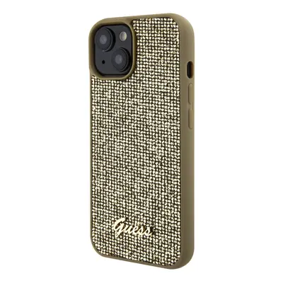 Zadní kryt Guess PU Square Mirror Script Logo pro Apple iPhone 15, zlatá