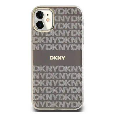 Zadní kryt DKNY PC/TPU Repeat Pattern Tonal Stripe Magsafe pro Apple iPhone 11, béžová