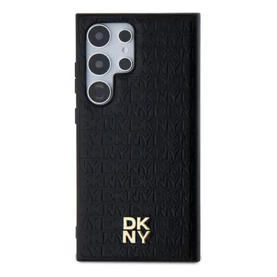 Zadní kryt DKNY PU Leather Repeat Pattern Stack Logo MagSafe pro Samsung Galaxy S24 Ultra, černá