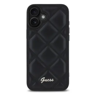 Zadní kryt Guess PU Leather Quilted pro Apple iPhone 16, černá