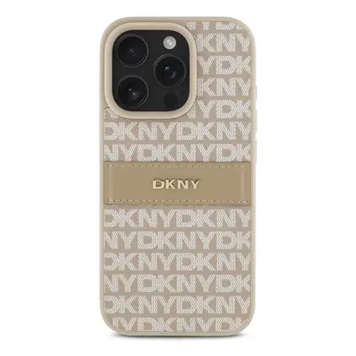 Zadní kryt DKNY PU Leather Repeat Pattern Tonal Stripe pro Apple iPhone 16 Pro, růžová