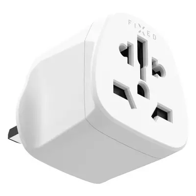 Adaptér FIXED UK Adapter pro zapojení UK, US, AUS nabíječek do UK zásuvek, bílá