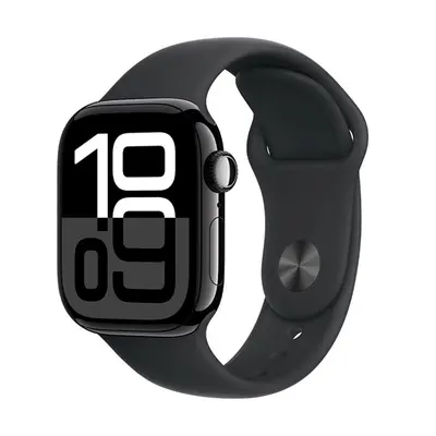 Apple Watch Series 10 GPS + Cellular 46mm Jet Black Aluminium / Black Sport Band - M/L