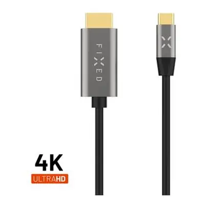 Video kabel FIXED s konektory USB-C/HDMI, USB-C 3.1 Gen 2 18Gbps, HDMI 2.0 4K60Hz, 2m, šedá