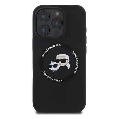 Zadní kryt Karl Lagerfeld Liquid Silicone K&CH Heads MagSafe pro Apple iPhone 16 Pro, black