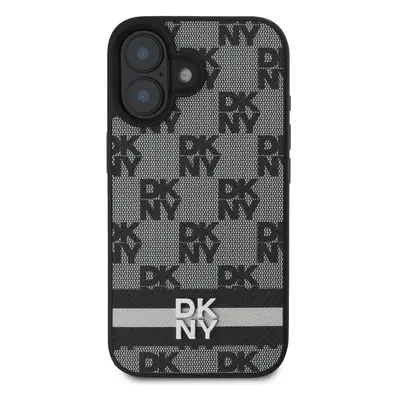 Zadní kryt DKNY PU Leather Checkered Pattern and Stripe pro Apple iPhone 16, černá