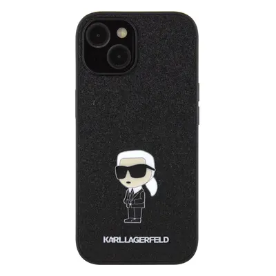 Zadní kryt Karl Lagerfeld Fixed Glitter Metal Ikonik pro Apple iPhone 15, černá