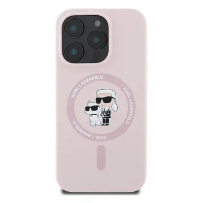 Zadní kryt Karl Lagerfeld Liquid Silicone Karl and Choupette MagSafe pro Apple iPhone 16 Pro Max