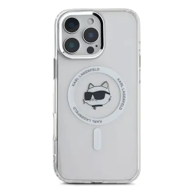 Zadní kryt Karl Lagerfeld IML Choupette Head Metal Frame MagSafe pro Apple iPhone 16 Pro, transp