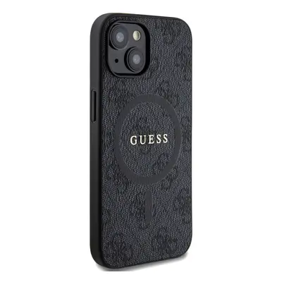 Zadní kryt Guess PU Leather 4G Colored Ring MagSafe pro Apple iPhone 15, černá