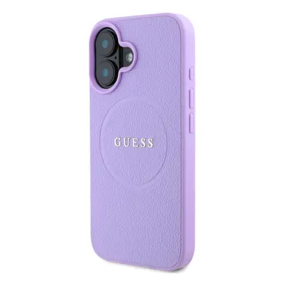 Zadní kryt Guess PU Grained Classic Logo MagSafe pro Apple iPhone 16 Plus, fialová